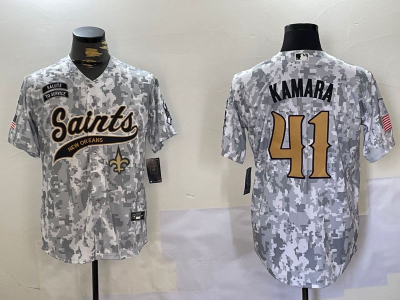 Men New Orleans Saints #41 Kamara Nike Arctic Camo 2024 Salute to Service Limited NFL Jersey style 3